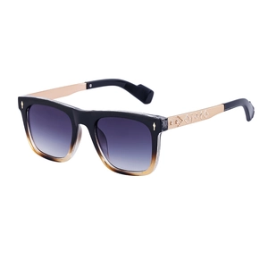 Polarized cat eye sunglasses with gradient frames and engraved metal temples for men