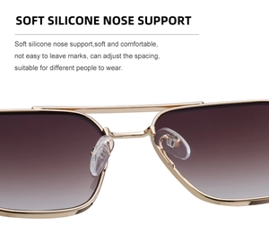 Detailaufnahme der weichen Silikon-Nasenpads an der goldenen Metall-Sonnenbrille