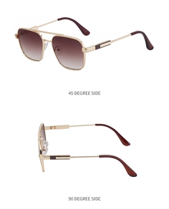 Detailansicht der Pilotensonnenbrille mit goldener Fassung aus 45- und 90-Grad-Winkel