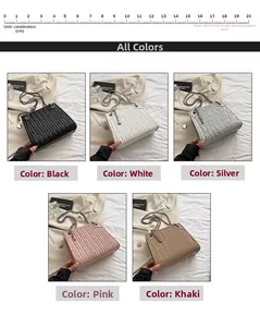 Detailed comparison of five colors featuring vertical pleated texture and metal chains