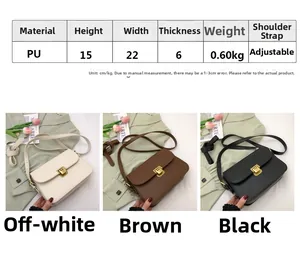 Trois sacs à bandoulière minimalistes en cuir PU blanc, marron et noir avec boucles dorées