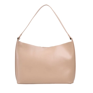 Elegant beige minimalist hobo shoulder bag with matte leather finish for daily wear