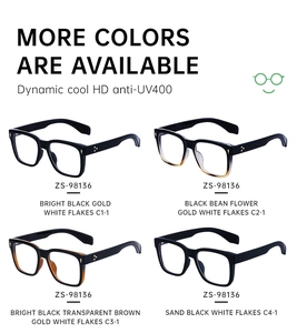 Four colors of square frame glasses with UV400 protection and HD lenses, model ZS-98136