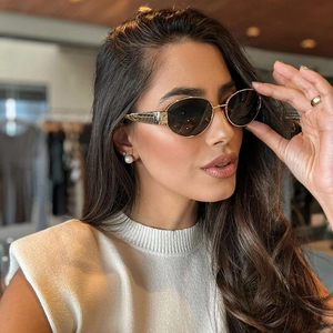 Retro Oval Sunglasses Women Metal Frame PC Lens UV400 Protection Fashion Shades High-End Vintage Style For Ladies