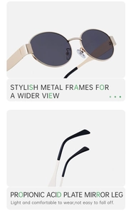 Detail of vintage square metal frame sunglasses with gold finish and dark lenses