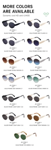 Detailed grid showing 13 color options for oval vintage sunglasses with UV400 protection