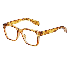Classic square tortoise shell glasses frame with three-point rivet and transparent lenses