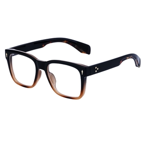 Classic retro square gradient black and tortoiseshell optical frames with gold rivets