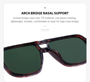 Close-up of tortoise shell arch bridge and one-piece molding nose pads on retro sunglasses