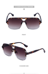 Front and side view of tortoise double bridge sunglasses with brown gradient lenses