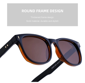 Détails de lunettes de soleil rétro à monture carrée avec motif ambre et accents métal