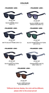 Options de couleurs détaillées pour lunettes de soleil polarisées carrées ZS-98139P