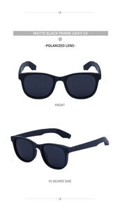 Lunettes de soleil polarisées rectangulaires noir mat avec verres gris et rivets