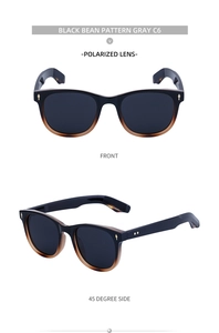 Lunettes de soleil rectangulaires polarisées, monture à motifs noirs et rivets dorés