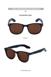 Lunettes de soleil polarisées pour hommes avec monture carrée, détails ambre et verres bruns