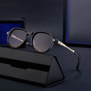 Vintage square leopard-print sunglasses with gold metal legs and black leather case