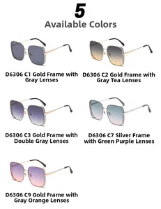 Detailed comparison of five D6306 square vintage polarized sunglasses with metal frames
