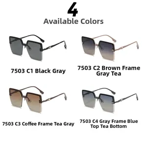 Détail de quatre couleurs pour lunettes de soleil polarisées carrées surdimensionnées