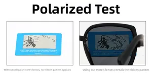 Polarized lens test showing a fishing scene through black oversized sunglasses