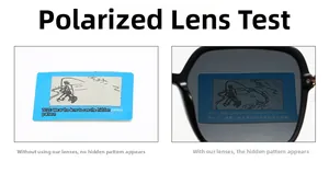 Polarized test view showing lens performance with hidden fish pattern on white background