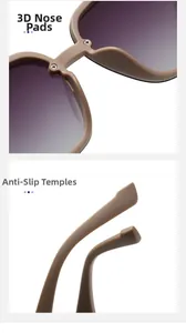 Detail of ergonomic nose pads and anti-slip temples on oversized gradient sunglasses