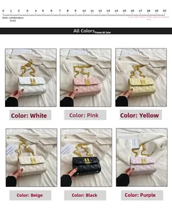 Detailed grid view of quilted chain bags in six colors with bunny-shaped gold twist locks