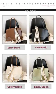Chic underarm bags in brown, black, beige, and green with stylish logo ribbons