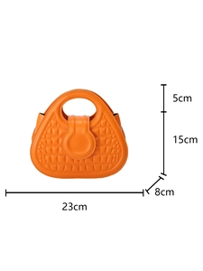 Detailed size specifications for the orange crocodile embossed PU leather handbag