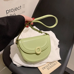 Women PU Leather Saddle Shoulder Bag Modern Simple Versatile Retro Flip Top With D Ring Buckle Adjustable Strap