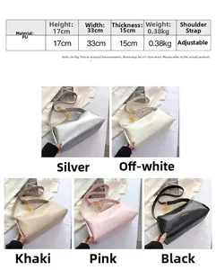 Detailed size chart and specifications for the stylish PU leather shoulder bag with dimensions