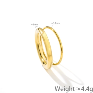 Minimalist gold titanium steel chain rings set including 3mm wide and 1.3mm thin bands