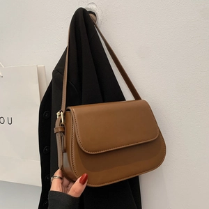 Women Retro PU Leather Shoulder Bag Elegant Minimalist Small Square Crossbody Bag With Flap Magnetic Buckle Fashion