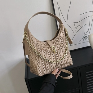 Borsa A Spalla Da Donna In Pelle PU Pieghettata Con Catena Dorata Borsa A Mano Hobo Matelasse Moda Estiva