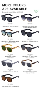 Catalogue détaillé de lunettes de soleil rétro carrées avec verres UV400 et rivets