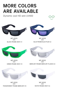 Multiple color variations of Y2K futuristic sports sunglasses with anti-UV400 lenses
