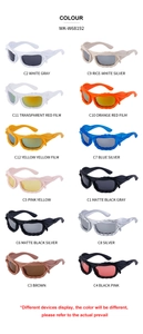 Detail view of Y2K sunglasses collection featuring rope textured frames in various colors