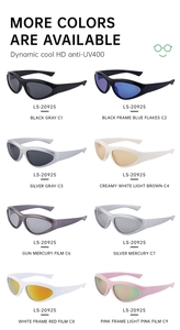 Matrix view of Y2K sports sunglasses in multiple colors with UV400 protection