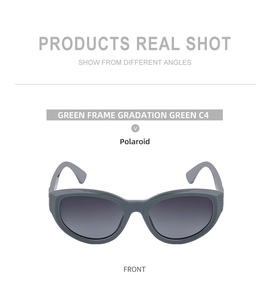 Front view of green cat-eye polarized sunglasses with gradient green lenses for women