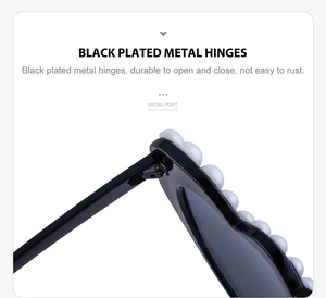 Details von langlebigen schwarz plattierten Metallscharnieren der Sonnenbrille