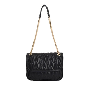Classic black quilted chain shoulder bag with V-stitch design and gold-tone hardware