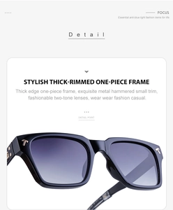 Gros plan sur des lunettes de soleil carrées avec monture noire et détail logo en T