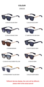 Présentation matricielle de lunettes de soleil carrées vintage en dix coloris variés