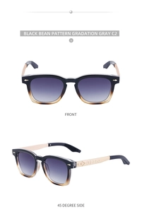 Detail of vintage square sunglasses with gradient frames and engraved gold metal temples