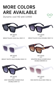 Selection of square frame sunglasses in assorted colors with UV400 protection lenses