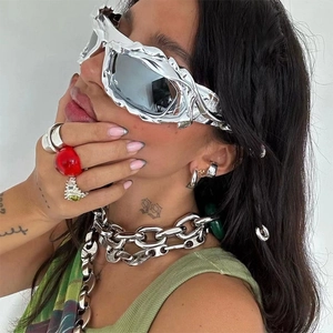 Y2K Irregular Square Sunglasses With Twisted Braided PC Frame For Women And Men Cyberpunk UV400 Protection Outdoor Sports Cycling Eyewear