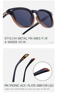 Detail of square vintage sunglasses showing the propionate temple and ZS98147 model code