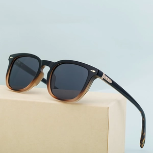 Retro square sunglasses with gradient frames and dark grey lenses for outdoor style