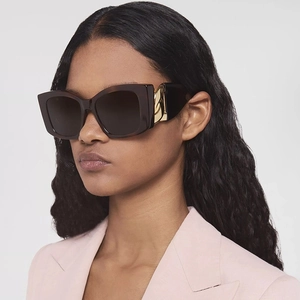 Fashion Sunglasses Women Large Frame PC Material Metal Chain Temple UV400 Protection Outdoor Street Style