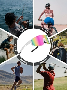 Polarized sports sunglasses for cycling, fishing and surfing with colorful one-piece lens