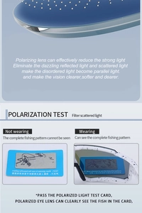 Polarization test showing blue lens reducing glare and filtering light on sports sunglasses